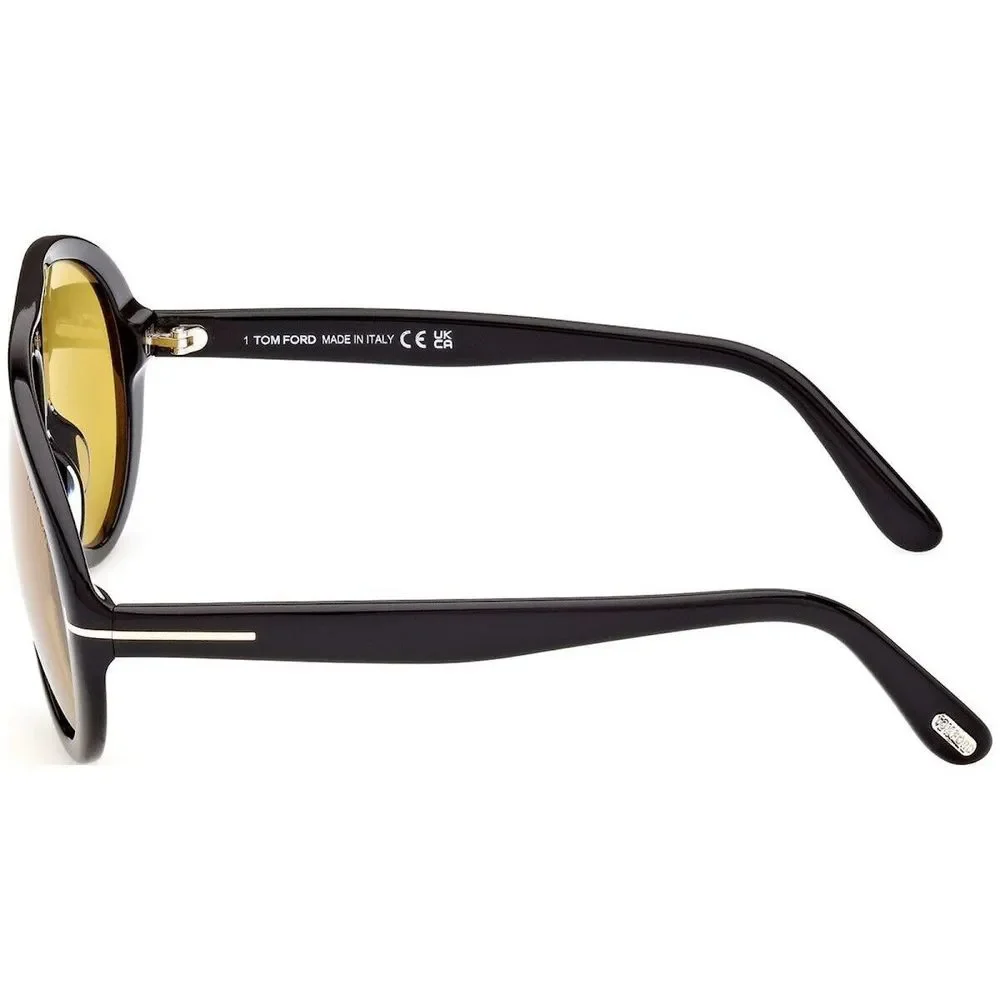 Tom Ford Black Acetate Sunglasses with Yellow Lenses